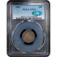 1854 Seated Liberty Dime (10c) Obverse Slab Image
