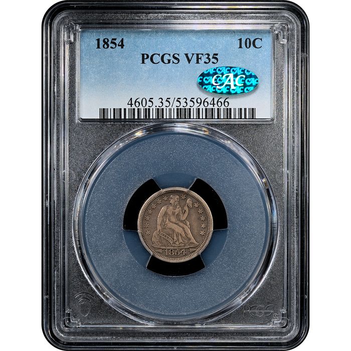 1854 Seated Liberty Dime (10c) Obverse Slab Image