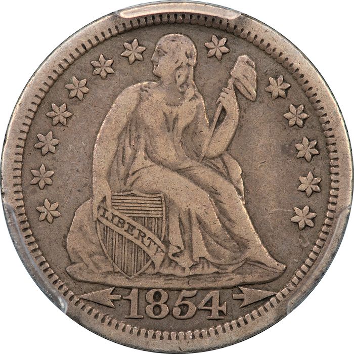 1854 Seated Liberty Dime (10c) Obverse Image