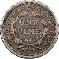 1854 Seated Liberty Dime (10c) Reverse Image