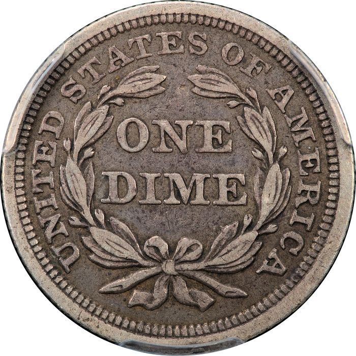 1854 Seated Liberty Dime (10c) Reverse Image