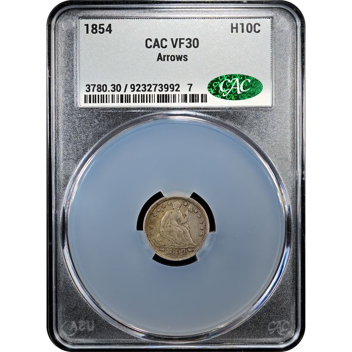 1854 Seated Liberty Half Dime (h10c) Obverse Slab Image