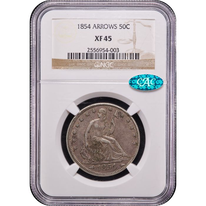 1854 Seated Liberty Half Dollar (50c) Arrows Obverse Image