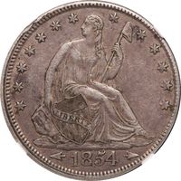 1854 Seated Liberty Half Dollar (50c) Arrows Photo 3