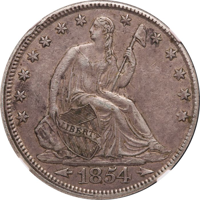 1854 Seated Liberty Half Dollar (50c) Arrows Photo 3
