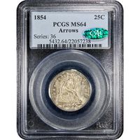 1854 Seated Liberty Quarter (25c) Arrows Obverse Slab Image