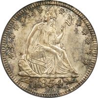 1854 Seated Liberty Quarter (25c) Arrows Obverse Image