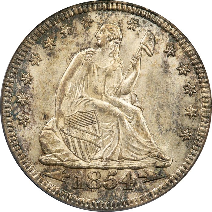 1854 Seated Liberty Quarter (25c) Arrows Obverse Image