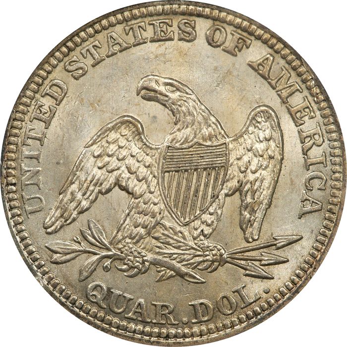 1854 Seated Liberty Quarter (25c) Arrows Reverse Image
