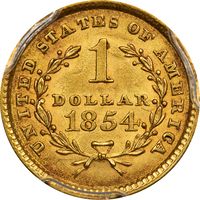 1854 Type 1 Gold Dollar ($1) Photo 4