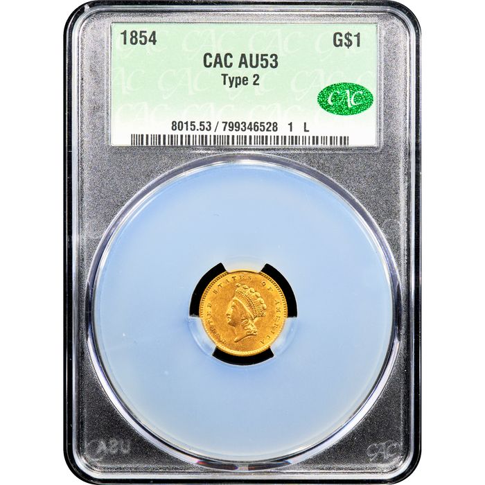 1854 Type 2 Gold Dollar ($1) Obverse Image