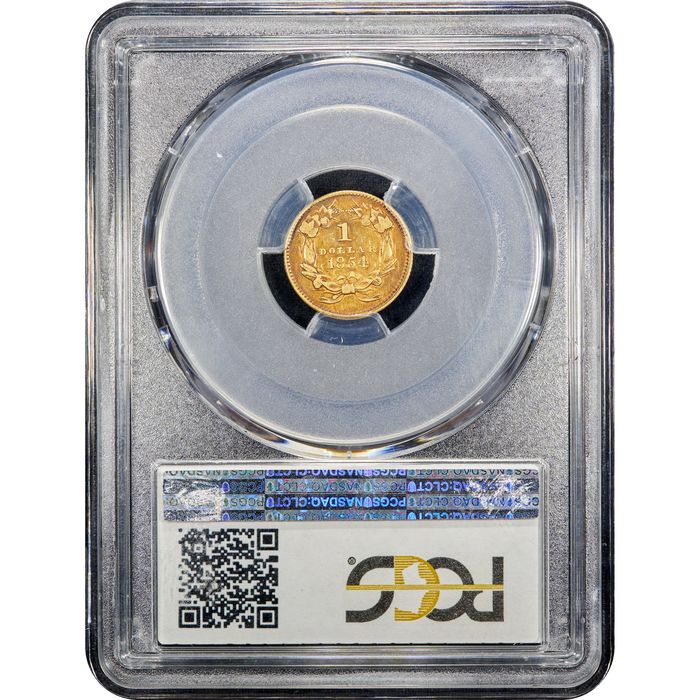 1854 Type 2 Gold Dollar ($1) Reverse Slab Image