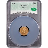 1854 Type 2 Gold Dollar (G$1) Obverse Slab Image
