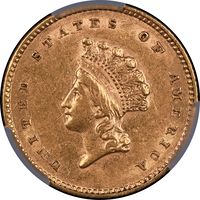 1854 Type 2 Gold Dollar (G$1) Obverse Image