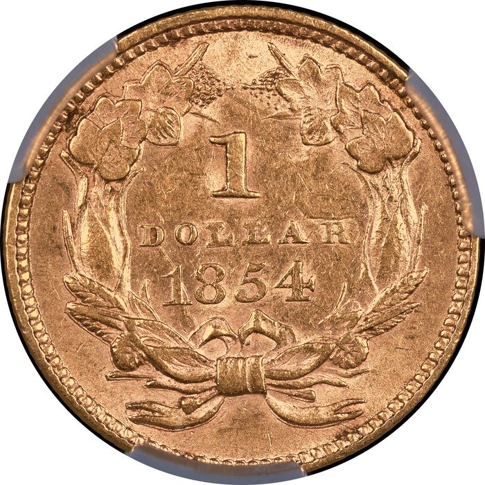 1854 Type 2 Gold Dollar (G$1) Reverse Image