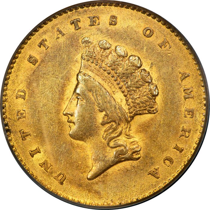 1854 Type 2 Gold Dollar (G$1) Obverse Image