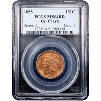 1855 Braided Hair Half Cent (1/2c) Obverse Image