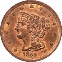1855 Braided Hair Half Cent (1/2c) Photo 3
