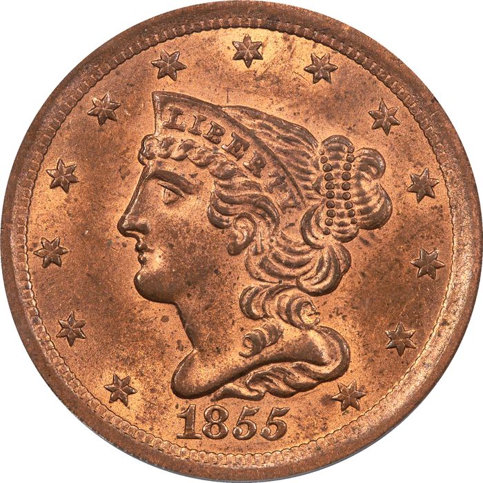 1855 Braided Hair Half Cent (1/2c) Photo 3