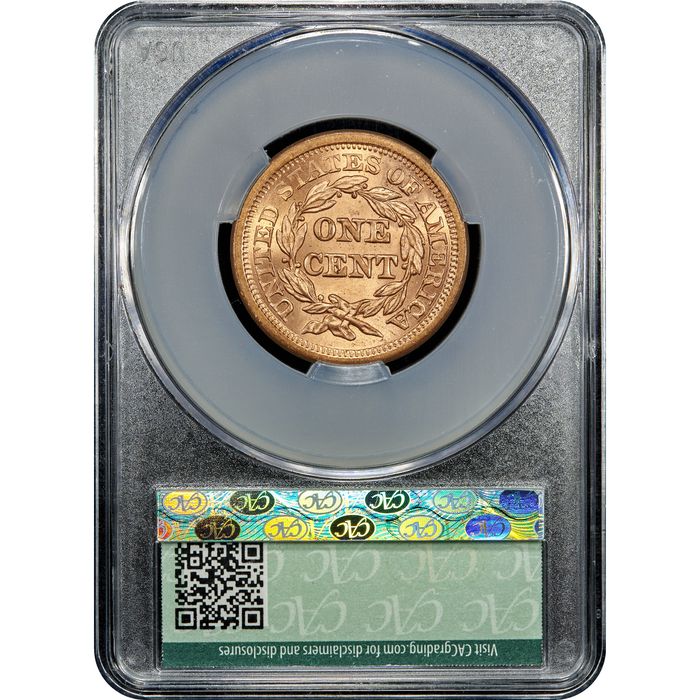 1855 Braided Hair Large Cent (1c) Upright 55 Reverse Image