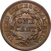 1855 Braided Hair Large Cent (1c) Upright 55 Photo 4