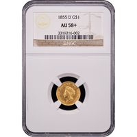 1855-D Gold Dollar (G$1) Obverse Slab Image
