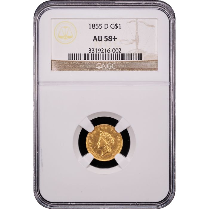 1855-D Gold Dollar (G$1) Obverse Slab Image