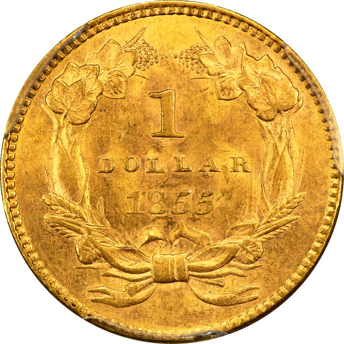 1855 Gold Dollar ($1) Reverse Image