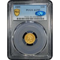 1855 Gold Dollar (G$1) Obverse Image