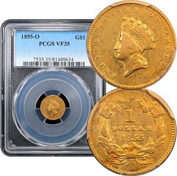 1855-O Gold Dollar (G$1) Composite Image