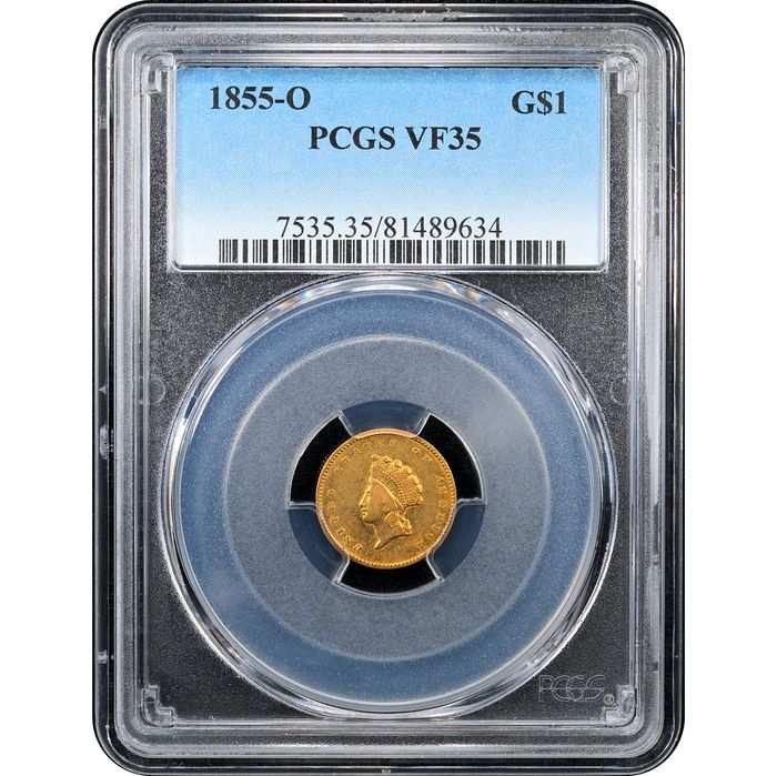1855-O Gold Dollar (G$1) Obverse Slab Image