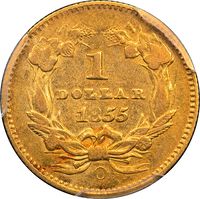 1855-O Gold Dollar (G$1) Reverse Image
