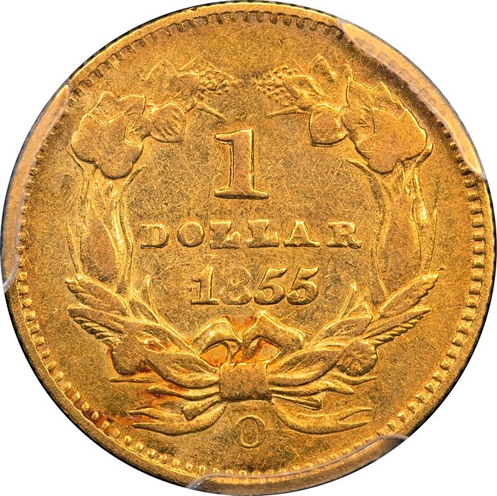 1855-O Gold Dollar (G$1) Reverse Image