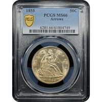 1855 Seated Liberty Half Dollar (50c) Arrows Obverse Slab Image