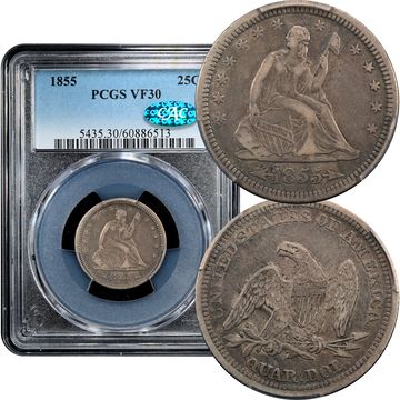 1855 Seated Liberty Quarter (25c) Composite Image