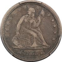 1855 Seated Liberty Quarter (25c) Obverse Image