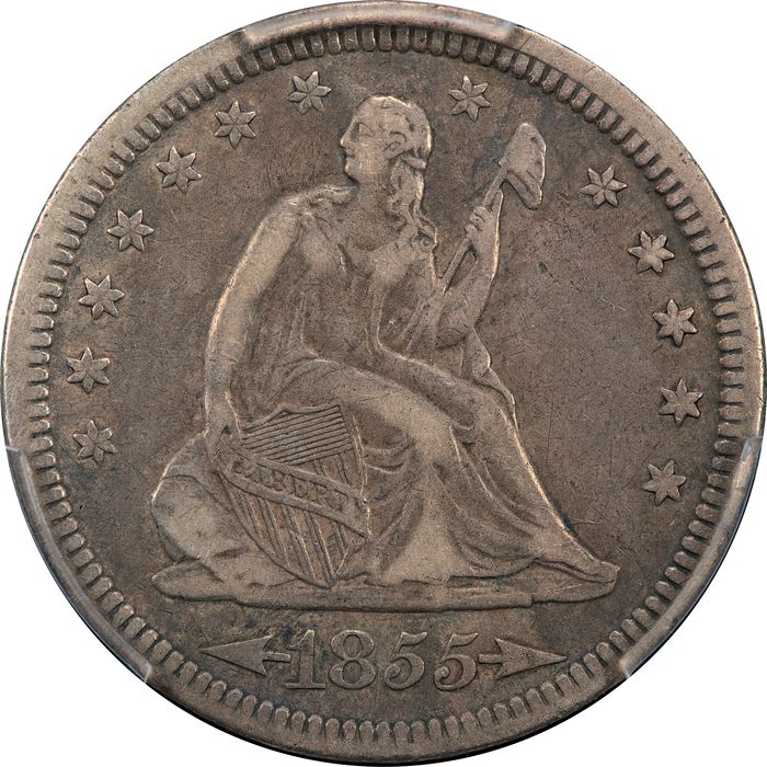 1855 Seated Liberty Quarter (25c) Obverse Image