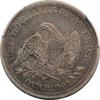 1855 Seated Liberty Quarter (25c) Reverse Image