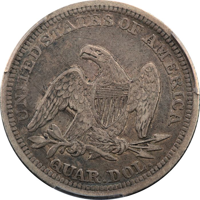 1855 Seated Liberty Quarter (25c) Reverse Image