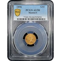 1856 Gold Dollar ($1) Slanted 5 Obverse Slab Image