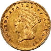 1856 Gold Dollar ($1) Slanted 5 Obverse Image