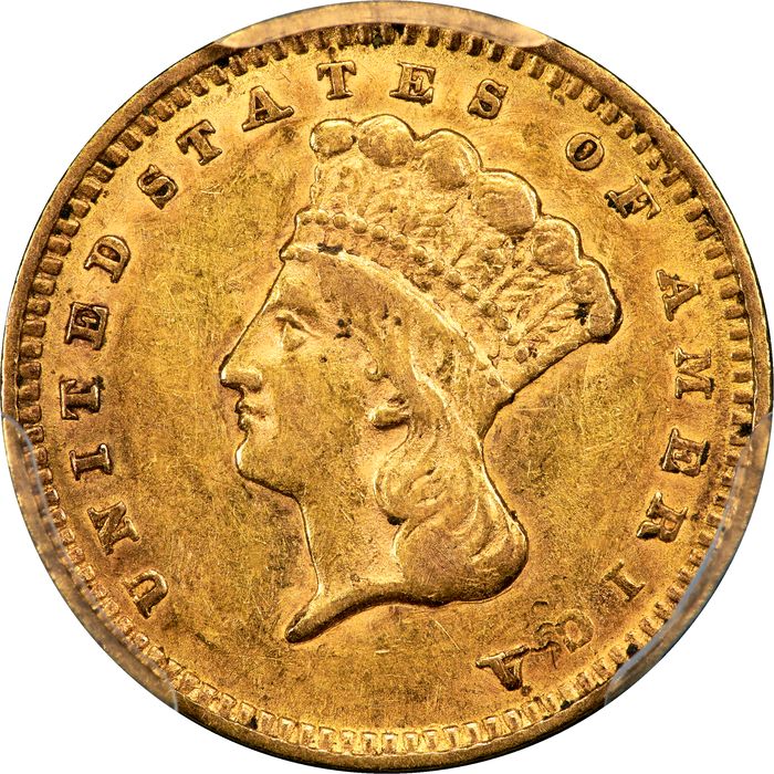 1856 Gold Dollar ($1) Slanted 5 Obverse Image