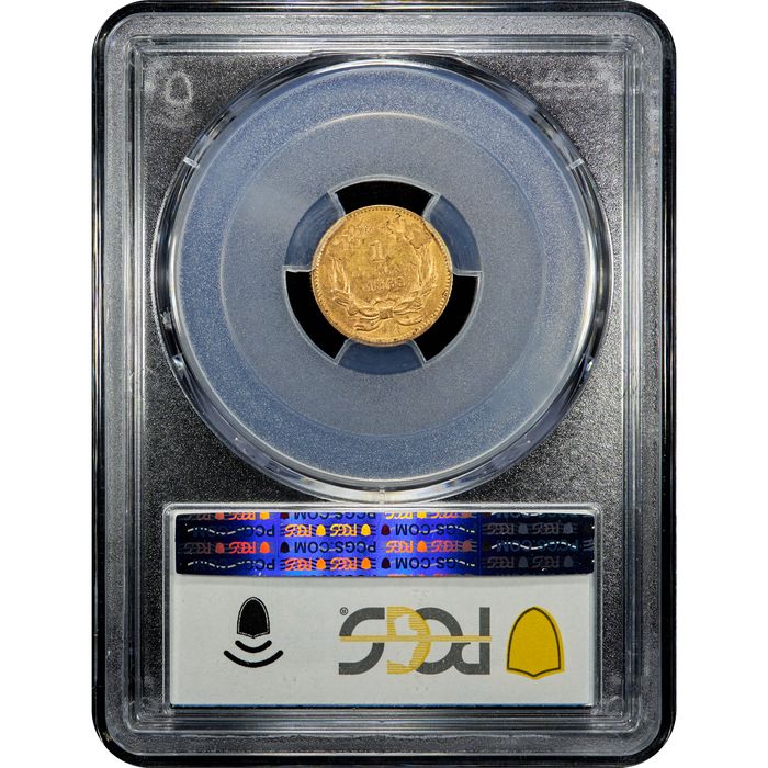 1856 Gold Dollar ($1) Slanted 5 Reverse Slab Image