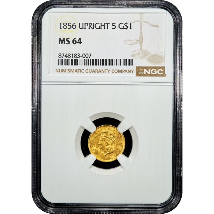 1856 Gold Dollar (G$1) Upright 5 Obverse Image