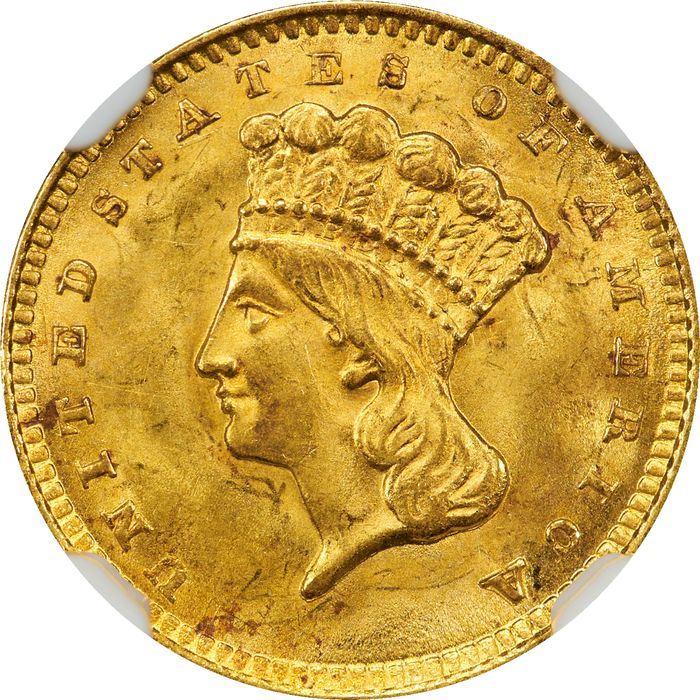 1856 Gold Dollar (G$1) Upright 5 Photo 3