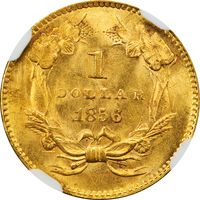 1856 Gold Dollar (G$1) Upright 5 Photo 4