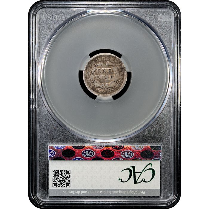 1856 Small Date Seated Liberty Dime (10c) Reverse Slab Image