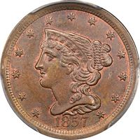 1857 Braided Hair Half Cent (1/2c) Obverse Image