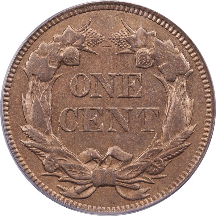 1857 Flying Eagle Cent (1c) OGH Reverse Image