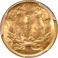 1857 Gold Dollar ($1) Reverse Image